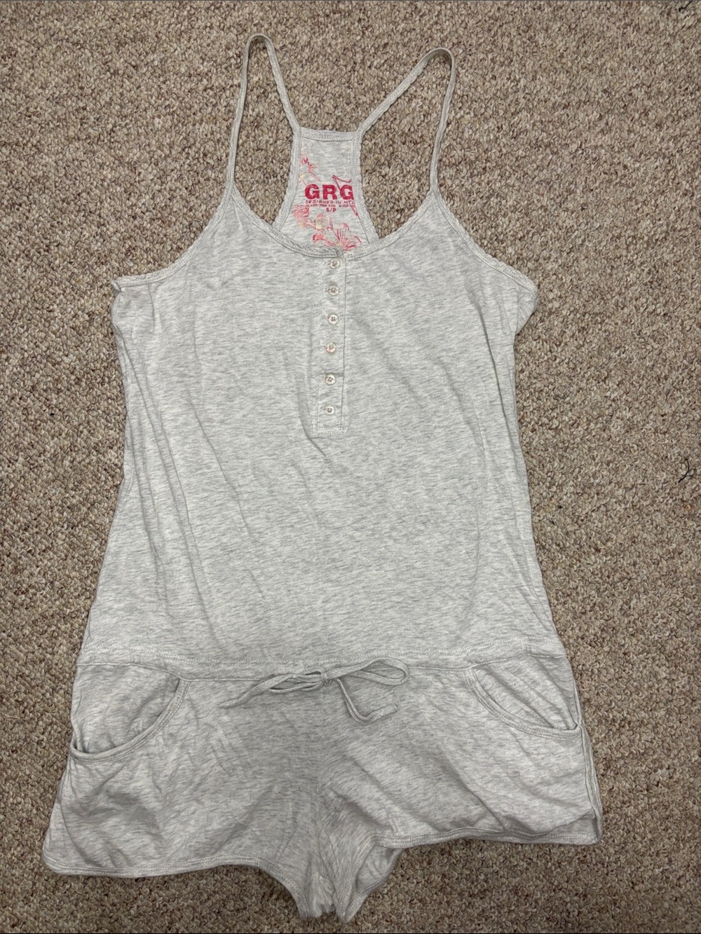 Vintage Y2K Garage GRG Grey Racerback Romper Sz Small